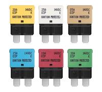 EFUTURETIME Automatic Reset Fuse 14V DC - 5A 10A 15A 20A 25A 30A Car Reset Circuit Breaker for Truck, Boat, Motorhome, Trailer, RV Pack of 6