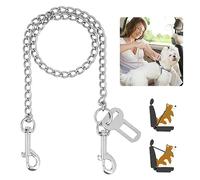 EFUTURETIME Bite Resistant Dog Lead Chain 85 cm, Dog Belt Short for Car Rear Seat, Dog Buckle, Safety Belt, Dog Stainless Steel 304, Dog Lead Chew Proof for Small/Large Dogs, Cats
