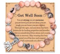 EFVISD Elephant Bracelet Gifts for Women - Get Well Soon & Breast Cancer Recovery Inspirational Gifts for Female Patients & Girls, 5 UK, Stainless Steel, Jasper