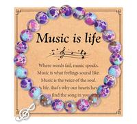 EFVISD Music Themed Gifts for Women Music Lovers, Music Notes Bracelet for Music Teacher/Band/Musicians/Student Birthday Christmas Thanksgiving Teachers Day Retirement Gift, 7.2, Stone, no gemstone