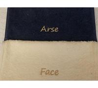EFY OPULENCE Novelty Face Cloth Gift Set Arse Face Fanny Balls His Hers Nan Mrs Mr Gran (Charcoal/Cream, Arse/Face)