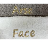 EFY OPULENCE Novelty HAND TOWEL Gift Set Arse Face Fanny Balls His Hers Nan Mrs Mr Gran (Mink/Cream, Arse/Face)