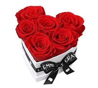 EG EMMIE GRAY Classic Infinity Rose Box | Heart | White - Dreamlike Infinity Roses, 1-3 Year Durable Roses, Flower Box with Real Preserved Roses, Elegant Premium Roses (S, Vibrant Red)