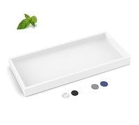 Bathroom Counter Tray,EG-SIPRO High-Grade Thickened Silicone Bathroom Vanity Tray,Shatterproof Rectangle Bathroom Tray Soap Dispenser Tray for Bathroom Countertop, Pure White, 10.6''×5.1'', (EGTRAY)