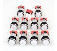 EG Starts 10x New Arcade LED Full Color Push Button With Micro Switch For Acade Machine Mame Jamma PC Games Multicade White Buttons