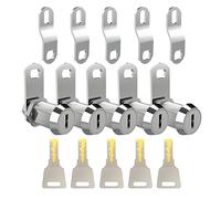 EG Starts 5X 1 1/8" Office Cabinet Door Locks Cash Door Tool Box Tubular Cam Lock Cylinder Chrome Finish Keyed Alike 5 Keys