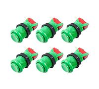 EG STARTS 6x American Style Standard Arcade Buttons Switchable Happ Type 30mm Push Button 187" (4.8mm) terminal for Jamma Mame Kit Parts (Green)