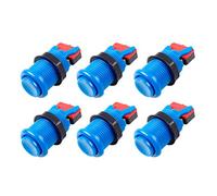 EG STARTS 6x American Style Standard Arcade Buttons Switchable Happ Type 30mm Push Button 187" (4.8mm) terminal for Jamma Mame Kit Parts (Blue)