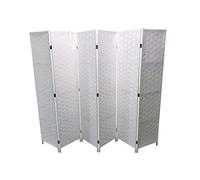 EG WHITE 6 PANEL SOLID STYLE HAND MADE WICKER ROOM DIVIDER/PARTITION/PRIVACY SCREEN - NEXT WORKING DAY DELIVERY