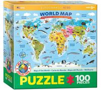 EG61005554 - Eurographics Puzzle 100 Pc - Illustrated World Map