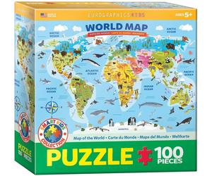 EG61005554 - Eurographics Puzzle 100 Pc - Illustrated World Map