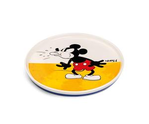Egan Mickey Mouse 20cm Round Bone China Dessert Plate Microwave Dishwasher Safe Disney Collection (Yellow)