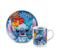 Egan Set Dessert Plate + Mug Stitch Blue
