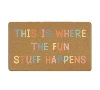 EGBTL Boho Classroom Coir Door Mats Outdoor, This is Where The Fun Stuff Happens Front Door Mat Outside Entrance, Boho Doormat Outdoor Indoor Entrance for Classroom Kids Room Playroom Decor, 17x30in