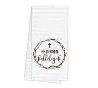 EGBTL Easter Christian Kitchen Towels, He is Risen Easter Hand Towels for Bathroom Decor, Religious Bible Verse Dishcloths Dish Towel for Kitchen 16x24 Inches