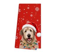 EGBTL Red Christmas Winter Irish Wolfhound Kitchen Towels Dishcloths, Irish Wolfhound Gifts Hand Towels for Bathroom Decor, Dog Lover Gifts, Winter Xmas Snowflake Dog Dish Towel for Kitchen 16x24