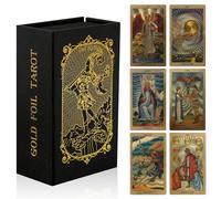 EGCUQ 78 Tarot Cards with Instruction Book, Rider Waite Tarot Deck, Gold Foil, Tarot Card Deck for Beginners, Waterproof and Durable