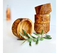 Egedeneve Set of 4 Olive Wood Serving Bowls, Handmade Wooden Bowl Set for Assorted Fruit, Rustic Style Wooden Snack Bowls, Size 10 cm