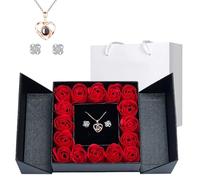 EGEKTBH Gifts for Mum, Preserved Eternal Flowers Rose Gift with 100 Language Love You Necklace and Earring, Artificial Rose for Women Girls for Birthday, Valentines Day, Christmas
