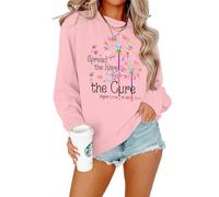EGELEXY Breast Cancer Awareness Sweatshirt Women Pink Ribbon Cancer Outfits October Fight Cancer Pullover Tops, Light Pink, Large