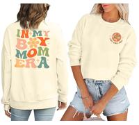 EGELEXY Mama Sweatshirt Boy Mom Shirts : Women Boy Mama Clothes Casual Mom Long Sleeve Pullover Tops, Apricot-new, S
