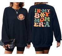 EGELEXY Mom Sweatshirts Women Boy Mom Shirts Mama Crewneck Clothes Casual Moms Long Sleeve Pullover, Blue-new, Medium