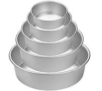 EGEN Aluminum Round Cake Tin Baking Pan Fixed Base, Non-Stick Wedding Christmas Birthday Cake Baking Tin Round Cake Pan Set (6/7/8/9/10Inch-5Pcs)