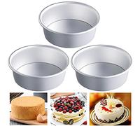 EGEN Aluminum Round Cake Tin Loose Base Baking Tin, Non-Stick Wedding Christmas Birthday Cake Baking Pan with Removable Bottom Round Cake Pan Set (8Inch-3Pcs)