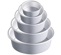 EGEN Aluminum Round Cake Tin Loose Base Baking Tin, Non-Stick Wedding Christmas Birthday Cake Baking Pan with Removable Bottom Round Cake Pan Set (5/6/7/8/9Inch-5Pcs)