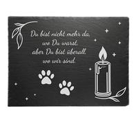 eGenuss Memorial Plaque Animal Gravestone Natural Slate with Black Iron Stand Weatherproof Memorial Plate Grave Decoration - 30 x 20 cm