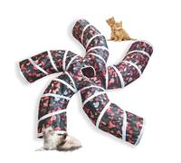 EGETOTA Cat Tunnel for Indoor Cats Large, with Play Ball S-Shape 5 Way Collapsible Interactive Peek Hole Pet Tube Toys, Puppy, Kitty, Kitten, Rabbit (S5 - Mushroom)