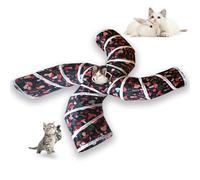 EGETOTA Cat Tunnel for Indoor Cats Large, with Play Ball S-Shape 5 Way Collapsible Interactive Peek Hole Pet Tube Toys, Puppy, Kitty, Kitten, Rabbit (S4 - Mushroom)