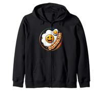 Egg and Bacon Smile Face Funny Breakfast Food Lover Meme Zip Hoodie