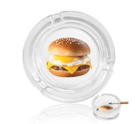 Egg And Cheese Hamburger Glass Ashtrays for Cigarettes Round Ash Tray for Home Office Deck Indoor Or Outdoor Use 3.3"