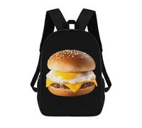 Egg And Cheese Hamburger Printed 17 Inch Daypack Unisex Shoulder Backpacks Travel Laptop Backpack for Women Men