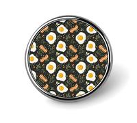Egg Bacon Leaves Print Enamel Pins for Backpack - Cute Jacket Coat Hat Bags Badge Pins, Funny Unique Novelty Button Pin Women Men Fashion Jewelry Accessories