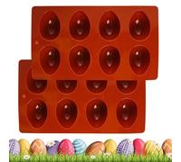 Egg Baking Pan - 8-Cavity Egg Shape Ice Tray - 2 Piece Oven Safe Mould Supplies for Ice Chocolate Candy Bread Gummy Muffin Jelly Mousse Easter