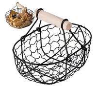 Egg Basket for Gathering Fresh Eggs 7.3x4.5x5.7'' Hollow Mesh Weave Egg Basket Collecting with Handle for Small Items in The Kitchen, for Gathering Fresh Eggs