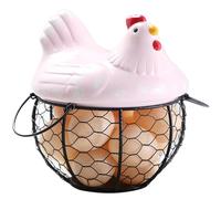 Egg Basket for Gathering Fresh Eggs Chicken Egg Basket Holds 15 Eggs Rustic Cute Chicken Egg Holder with Lid and Handle Decorative Iron Multipurpose Egg Collecting Basket, Style2