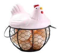 Egg Basket for Gathering Fresh Eggs Holds 15 Eggs Rustic Cute Chicken Egg Holder with Lid and Handle Decorative Iron Multipurpose Egg Storage, Style2