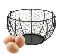 Egg Baskets - Wrought Iron Metal Round Organizer Basket | Large Capacity Carrying Container | Wire Holder for Potatoes Tomatoes Garlic Fruits Vegetables Storage