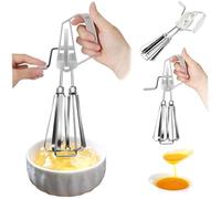 Egg Beaters Hand Crank Egg Whisk Stainless Steel Rotary Manual Hand Mixer Metal Whisk with Double Heads Manual Whisks for Cooking Kitchen Cake Tools 10 Inch