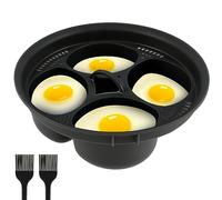 Egg Bites Molds 4 Hole Non-Stick Egg Poacher Insert with 2 Oil Brush Multifunctional Poached Egg Maker Portable Egg Steamer Mold Egg Cooker Accessories for Breakfast Sandwiches