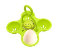 Egg Boiler Rack with Color Change Timer, Silicone Holder for 4 Eggs | Timer Face Reads Soft To Firm, No Guesswork Batches, Standing In The Pot, Gentle On Shells, Serve Straight From The Rack