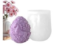 Egg Candle Mold - 3D Horse Floral Embossed Egg Shape - Flexible Silicone Candle Mold - For Candy, Fondant, Handmade Bakery, Soap, Resin