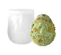 Egg Candle Mold, 3D Horse Floral Embossed Silicone Mold, Heat Resistant Easter Candles Mould, DIY Chocolate Fondant Baking Soap Resin Craft, for Creative Candle Making Cake Decorations Home Party
