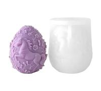 Egg Candle Shape, 3D Embossed Horses and Flowers Egg Mold, Heat Resistant Purple Silicone Candle Mould, for Homemade Chocolate Fondant Baking and Resin