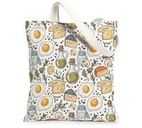 Egg Canvas Tote Bag for Women, Rustic Farmhouse Cheese Olive Oil None Neutral Washable Reusable Everyday Tote Bags Ideas Fo, Neutral, 13x15 Inch