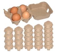 Egg Cartons, 25pcs 4 Counts Stackable Egg Carton with Lid, Reusable Pulp Egg Cartons, Egg Storage Tray, Cardboard Paper Egg Container for Farm Market Kitchen