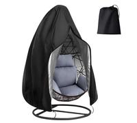 Egg Chair Cover Waterproof, Patio Hanging Chair Cover, Outdoor Single Seat Swing Egg Chair Cover with Zipper, 210D Heavy Duty Veranda Garden Large Cover for Egg Chair on stand 190 * 115cm, Black